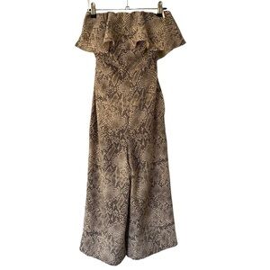 Aritzia Babaton Wide Leg Jumpsuit Sz 00 Snakeskin Print Strapless Sexy Fun EUC